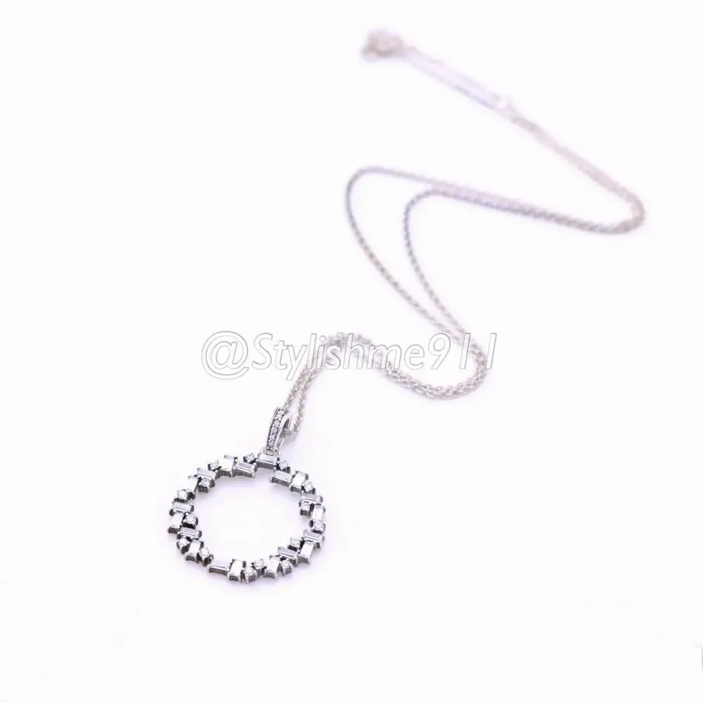 Authentic PANDORA Shards of Sparkle Necklace with Baguette Cut Zirconia